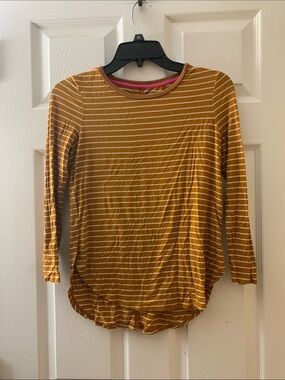 Old Navy Mustard Orange and White Striped Long-Sleeve Tee